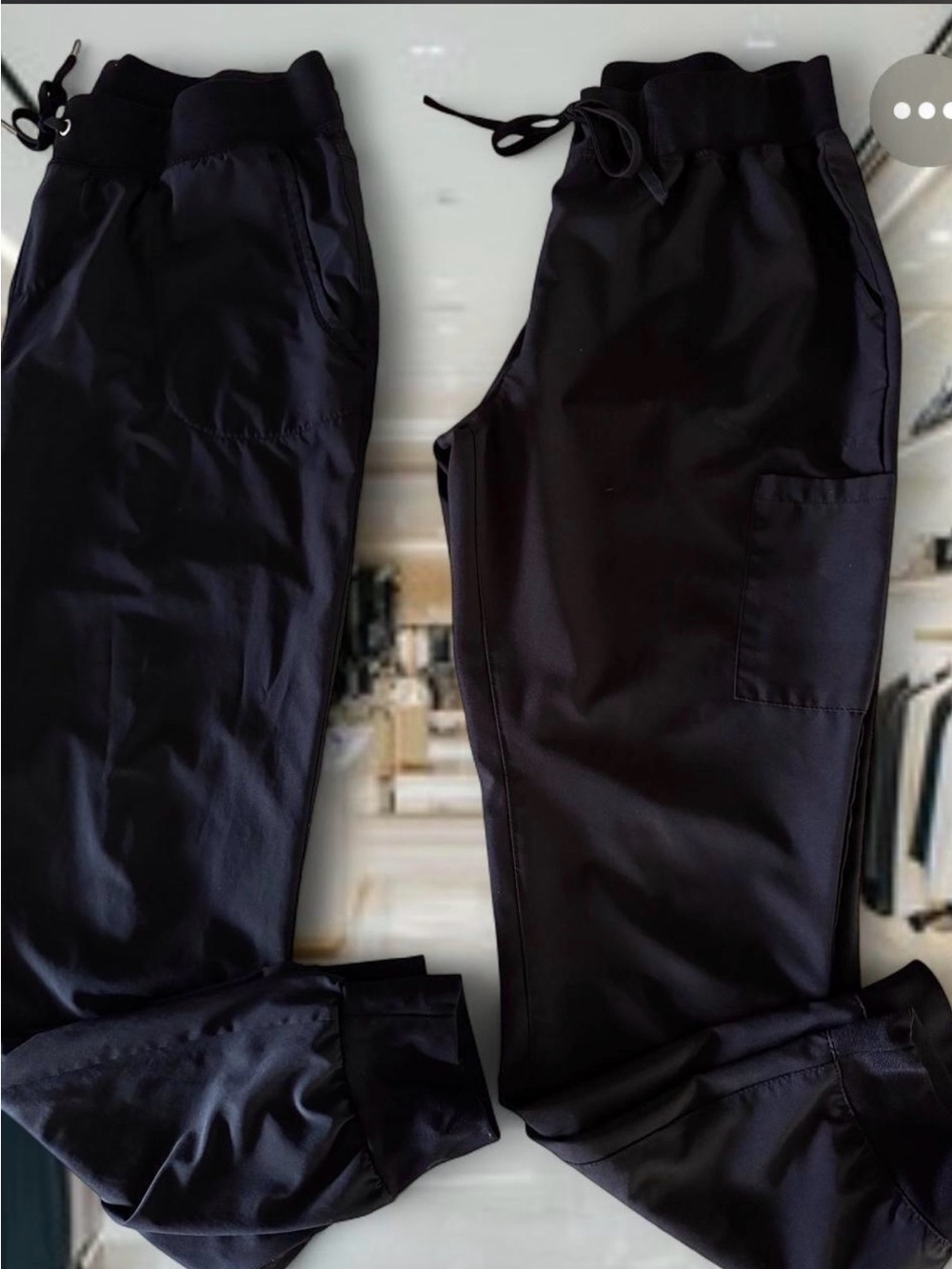 PandaMed Black scrub joggers (2) elastic waistband w/Drawstring - both size LG